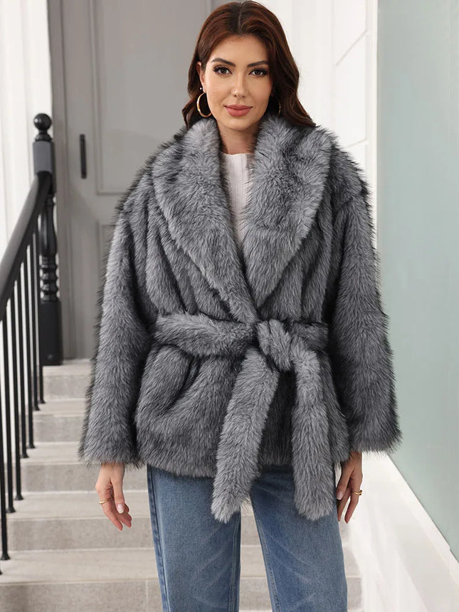 ZADORIN Luxury Belted Mid Long White Faux Fur Coat For Woman Clothes Winter Oversize Fluffy Jacket Fox Fur Faux Coat Outerwears