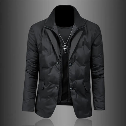 Minglu Autumn Winter White Duck Down Men's Jackets High Quality Solid Color Detachable Collar Single Breasted Male Coats 4XL