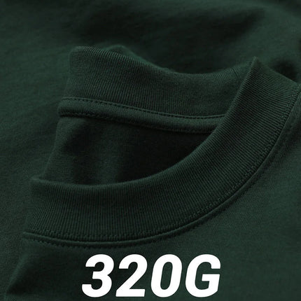 11.29oz 320Grams Heavy Cotton Weight Oversized Loose Men T-shirt Solid Color Drop Shoulder Short Sleeve High Quality PlatiNum