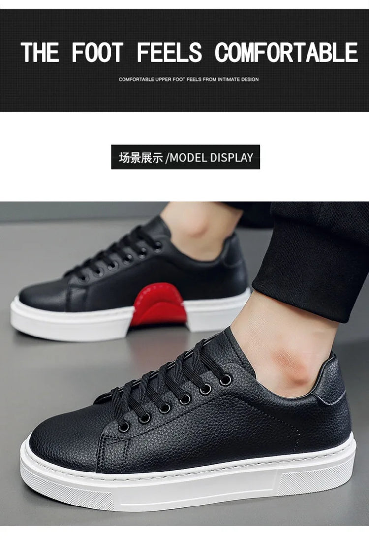 Fashion Men's Sneakers High Quality Leather Casual Shoes Luxury Business Office Shoes Trendy Skateboard Shoes Zapatillas Hombre