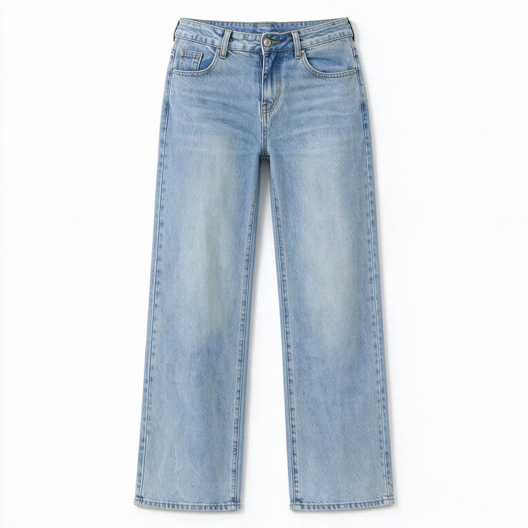 Women's Low Waist Wide Leg Jeans, Light Wash Stretch Denim, Casual Shaping Wide Leg Pants for All Occasions,Yw-2025