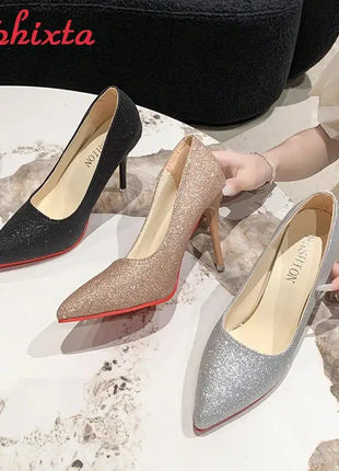 Aphixta Oro Argento Nero Décolleté con tacco alto a spillo da 3,54 pollici Décolleté da donna per tutte le stagioni Scarpe da festa con punta a punta di grandi dimensioni 49 50 platinumshop