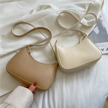 New Women's Fashion Handbags Retro Solid Color PU Leather Shoulder Underarm Bag Casual Women Hobos Handbags sac à main femme PlatiNum