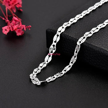 Fine 925 Sterling Silver 4MM flat chains Necklaces for Men Women wedding party Jewelry Christmas gifts 45-75cm PlatiNum