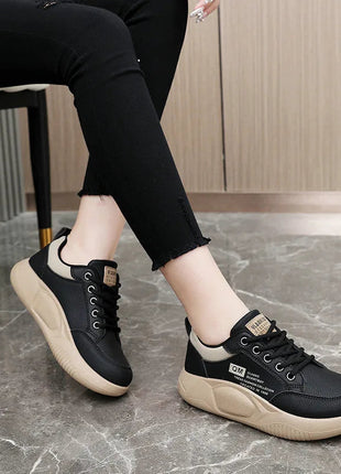 New Women's Shoes 2024 Spring Thick Sole Elevated Shoes Sports Shoes Women's Shoes Student Street Casual Board Shoes PlatiNum