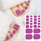 22Tips Red Christmas Baking Free Toenail Sticker Glossy Solid Color Self-adhesive Toe Nail Strips Festival Full Cover Foot Wraps2028