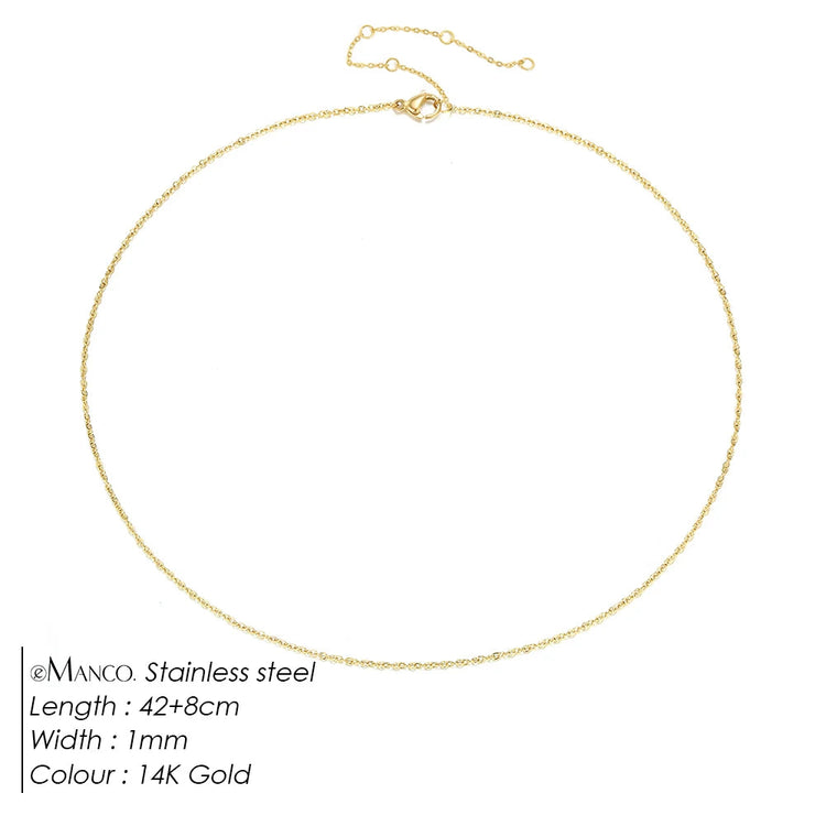 eManco Fine Chain Necklace Stainless Steel Gold Color Pendants Short Long Statement Women  Colar Gift Stainless Steel Jewelry PlatiNum