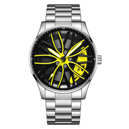 Orologio da Uomo LIGE di Lusso al Quarzo, Sportivo, Impermeabile, in Acciaio Inossidabile, Luminoso, con Quadrante a Forma di Ruota d'Auto, Elegante Orologio da Uomo per Affari platinumshop