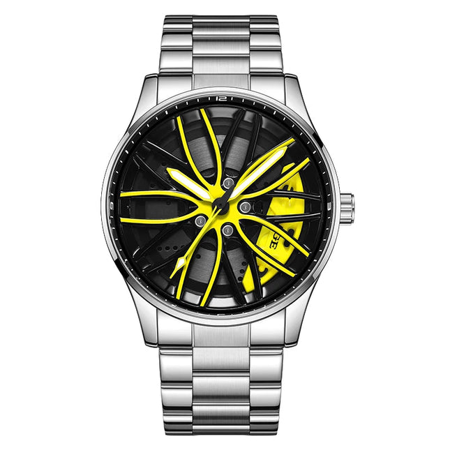 Orologio da Uomo LIGE di Lusso al Quarzo, Sportivo, Impermeabile, in Acciaio Inossidabile, Luminoso, con Quadrante a Forma di Ruota d'Auto, Elegante Orologio da Uomo per Affari platinumshop