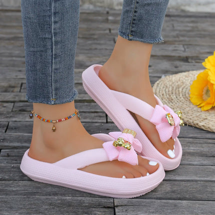 Infradito da donna multicolori estivi Sandali con fiocco in orsacchiotto metallico alla moda Sandali da spiaggia per le vacanze a casa Calzature versatili