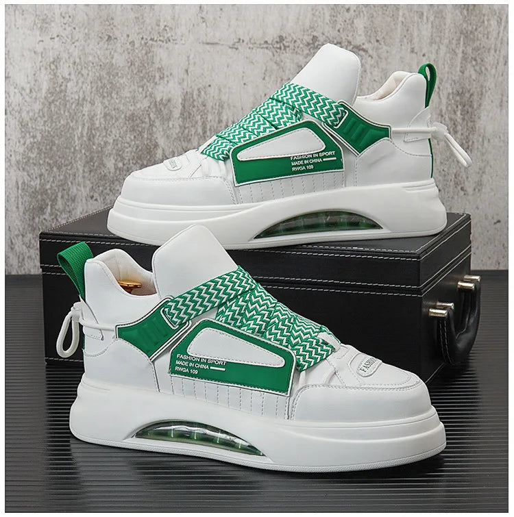 High top White Sneakers Best selling Mens Sneakers With Anti slip Wear resistant Properties Increasing Height by 6 Centimeters