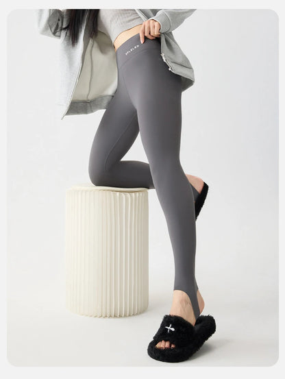 BIVIGAOS Autumn Winter Thick Foot Pants Sharkskin Leggings Women's Rabbit Fleece Warm Leggings High Waist Elastic Non Trace Yoga