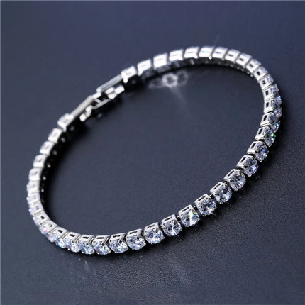 4mm Cubic Zirconia Tennis Bracelet Iced Out Chain Bracelets For Women Men Silver Color Men Bracelet CZ Chain Homme Jewelry PlatiNum