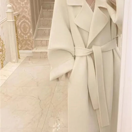 Double-sided Cashmere Big Collar Women's Coat 100% Pure Wool Reversible Woolen Coat High-End Fashion Loose Women's Wear 2026