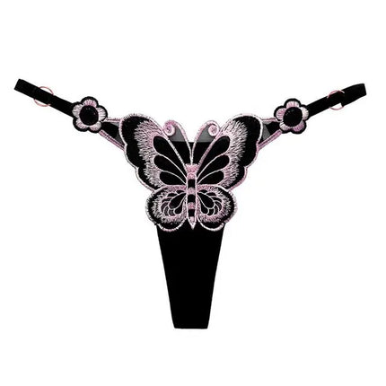SP&CITY Butterfly Embroidery Lace Hollow Out Sexy Women's Thongs Low Waist Mesh Transparent Erotic Underpants Soft Thin T String