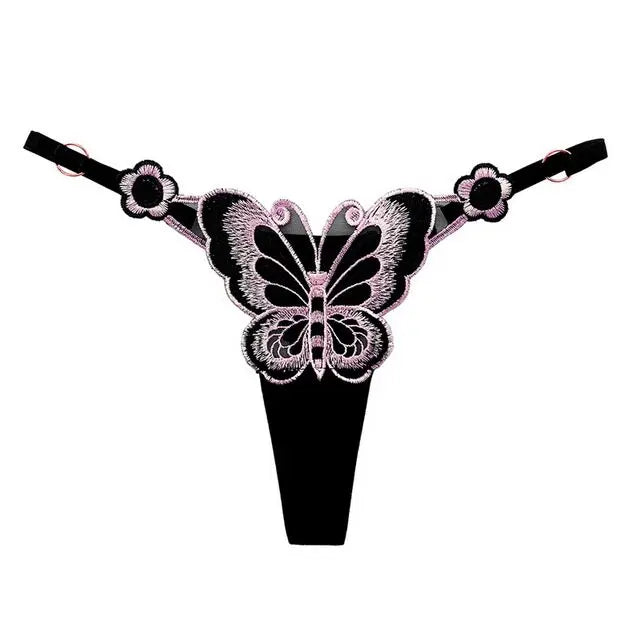 SP&CITY Butterfly Embroidery Lace Hollow Out Sexy Women's Thongs Low Waist Mesh Transparent Erotic Underpants Soft Thin T String