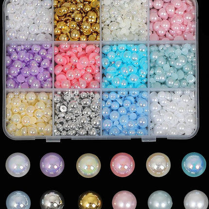 1 Box Pink White Series Bow Heart Nail Charms 3D Arcylic Nail Art Decorations Pearl 5-petal Flower Jewelry Manicure Accessories*