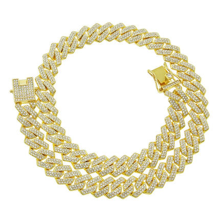 Fashion Men Cuban Link Iced Out Necklace 14MM width Rhinestones Chain Rapper CZ Cuban Chain Necklace Hip Hop Birthday Jewelry PlatiNum