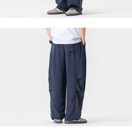 Pantaloni Leggeri e Sottili da Uomo, Traspiranti, Tinta Unita, Stile Harajuku, Gamba Larga, Casual, Oversize, Moda Harem, Streetwear Maschile