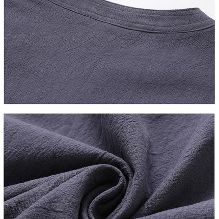 Set da due pezzi da uomo (camicie + pantaloni) in cotone di lino comodo abito Tang pantaloni Kungfu larghi nuova camicia casual retrò a maniche corte da uomo