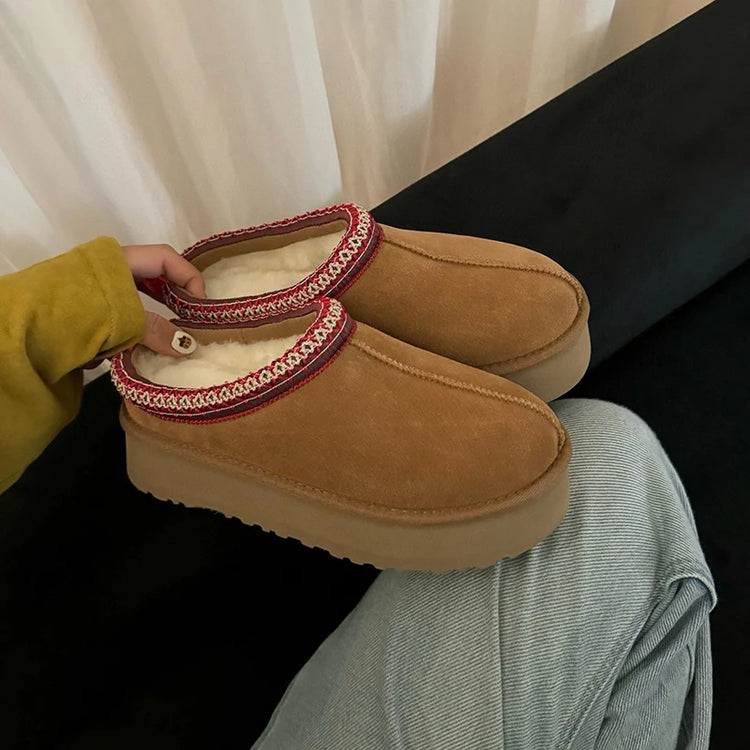 Tasman Winter Warm Wool Women's Tazz Classic Ultra Mini Slippers Thin Sole Genuine Leather And Fur Snow Boots