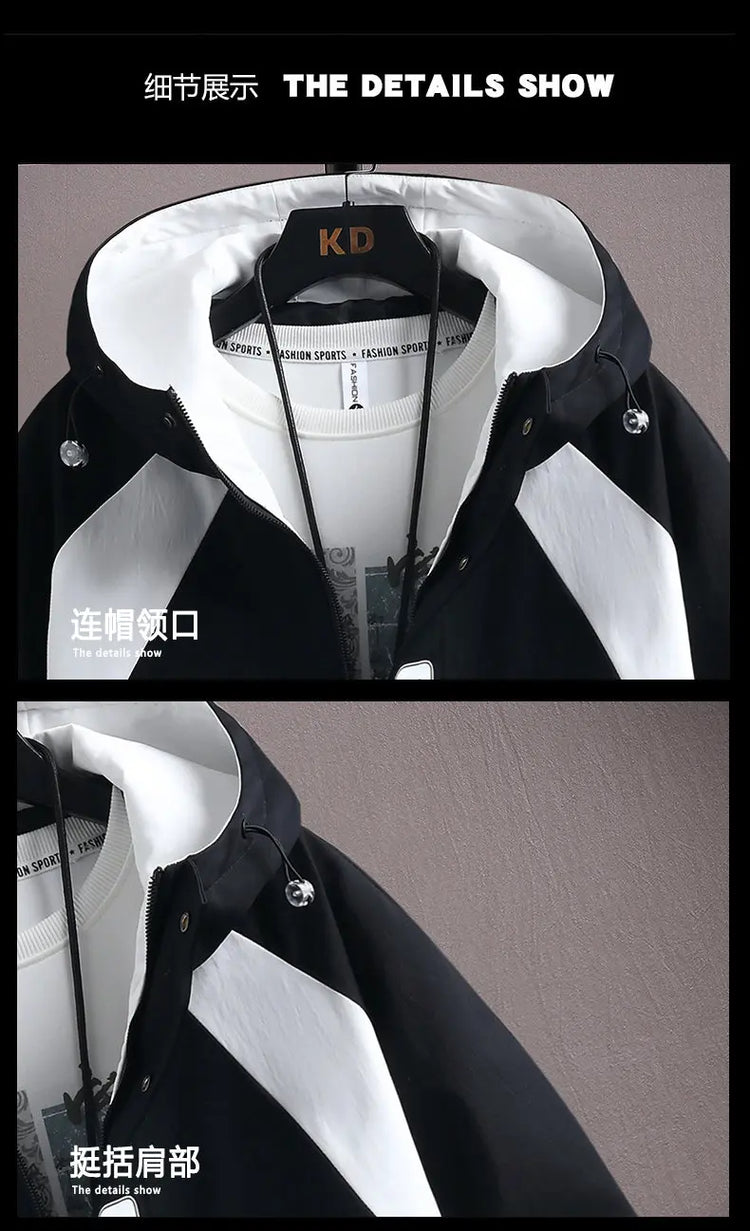 Casual 2-Piece Men's Sets Spring Autumn Streetwear Hooded Jackets & Jogger Tracksuits Outdoor Coats And Drawstring Pant Clothing