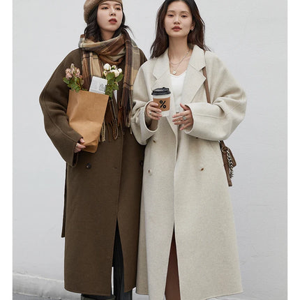 CHIC VEN Women Long Double-sided Woolen Coats Retro Loose Female Overcoat Double Breasted Ladies Windbreak Autumn Winter 2026