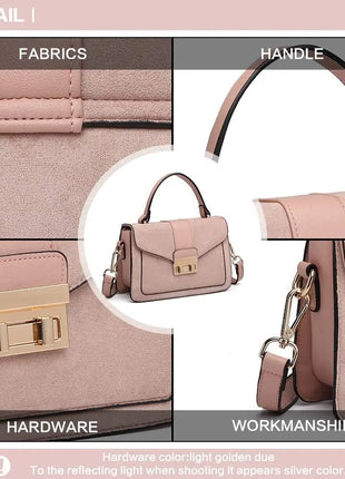Elegante borsa da donna KONO in similpelle PVC, tracolla rimovibile, diverse modalità di trasporto, dimensioni compatte 22×8×15 cm, perfetta per tutti i giorni e per il lavoro.