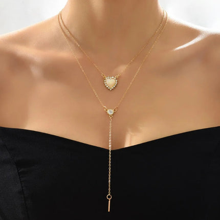 Collana d'amore personalizzata semplice alla moda collana con doppio Design multistrato con ciondolo in stile Y2K di lusso PlatiNum