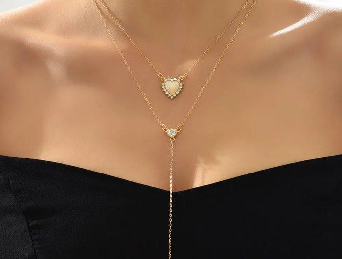 Collana d'amore personalizzata semplice alla moda collana con doppio Design multistrato con ciondolo in stile Y2K di lusso PlatiNum