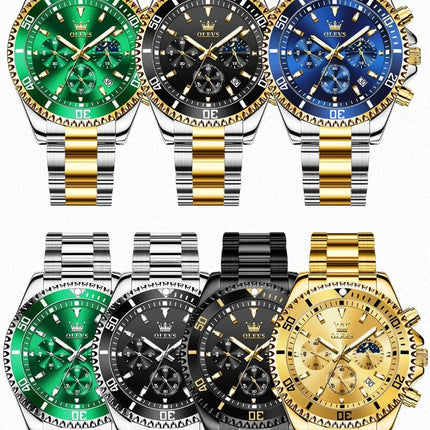 OLEVS Men's Classic Watches with Date Waterproof Luminous Luxury Big Dial Men's Wrist Dress Stainless Steel Men Watch