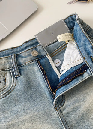 SINGREINY Pantaloncini in denim sfumato da donna, di alta qualità, estetici, casual, comodi, stile americano retrò, basici, da spiaggia