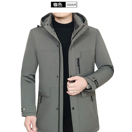 Men's Detachable Liner & Hat Puffer Coats Business Casual Hooded White Duck Down Jackets 2026 Winter Outwear Windproof Top Parka