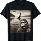 Big-Foot Selfie With Loch Ness Monste And UFO Aliens Graphic T-Shirt, Men's Graphic T Shirts PlatiNum