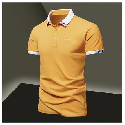 Men's New Summer 2024 Pure Cotton Short-Sleeve T-shirt Men's High-End Casual Lapel Half-Sleeve Polo Men's Top