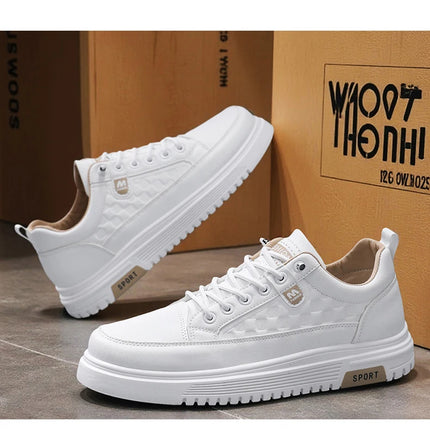 Men's Flat Casual Shoes Spring Breathable Soft-Sole Anti-Slip Outdoor Walking Shoes Youth Fashion White Shoes Sports Board Shoes