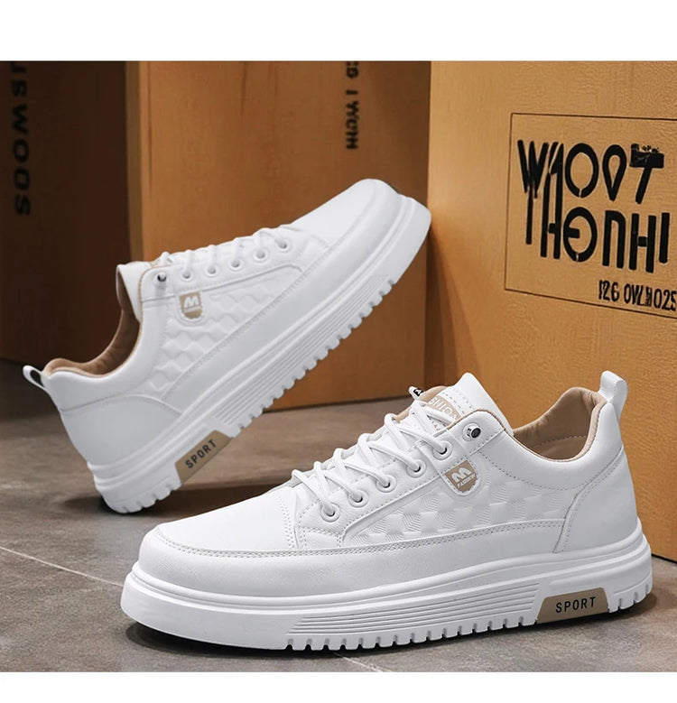 Men's Flat Casual Shoes Spring Breathable Soft-Sole Anti-Slip Outdoor Walking Shoes Youth Fashion White Shoes Sports Board Shoes