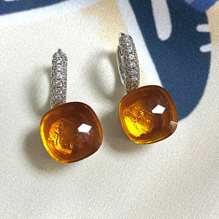 Classic Candy Color Earrings Inlay Transparent Zircon 27Colors Crystal Earrings Platinum Plated Fashion Jewelry For Women PlatiNum