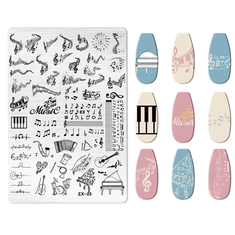 Flowers Love Nail Stamping Newspaper Splice Theme Irregular Stamping Plates Letter Nail Art Printing Stencil Tool Big Size Tools