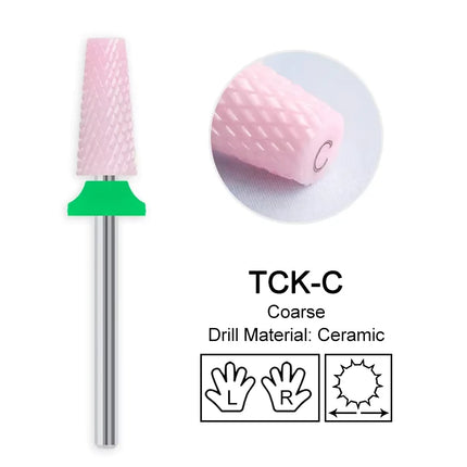 Pink Ceramic Carbide Nail Drill Bits Milling Cutter For Gel Polish Remover Electric Nail Machine Polishing Peeling File Home Salon Manicure Pedicure Accessories