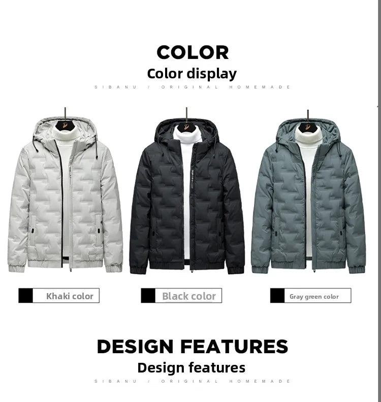Men's white duck down jacket, new lightweight down cotton jacket, fashionable autumn and winter fashion jacket