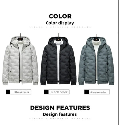 Men's white duck down jacket, new lightweight down cotton jacket, fashionable autumn and winter fashion jacket