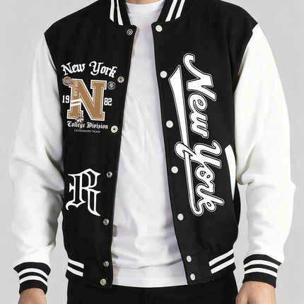 Los Angeles Art Letter Prints 2 Colors Tops Men Autumn Winter Casual Jackets Fashion Soft Baseball Jersey Loose Sports Clothes
