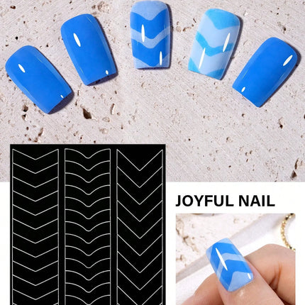 1pc 6 Style Hollow out French Manicure Nail Art Stickers, V-Shaped Strip-Type Simple Design Self-Adhesive Nail Tips Guides Frenc
