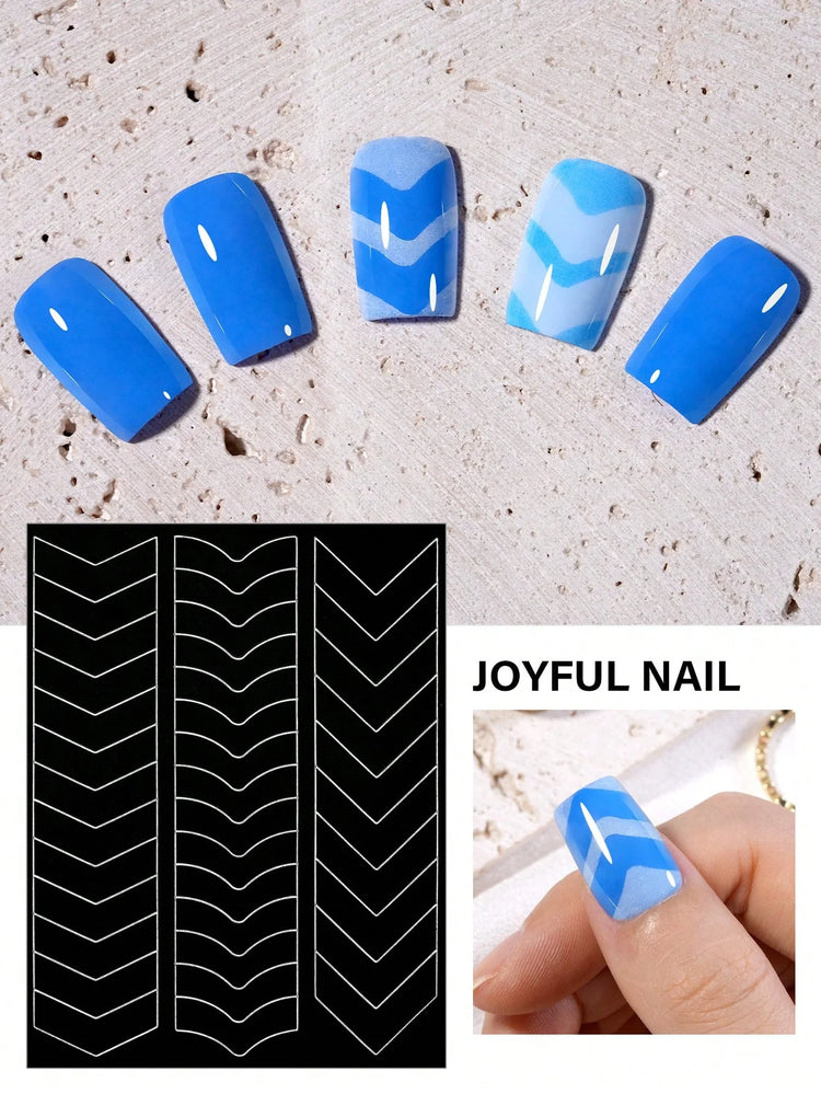 1pc 6 Style Hollow out French Manicure Nail Art Stickers, V-Shaped Strip-Type Simple Design Self-Adhesive Nail Tips Guides Frenc