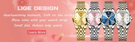 LIGE Elegante Orologio da Polso da Donna Ultrasottile in Stile Nordico Semplice con Movimento al Quarzo, Bracciale in Acciaio Inossidabile alla Moda platinumshop