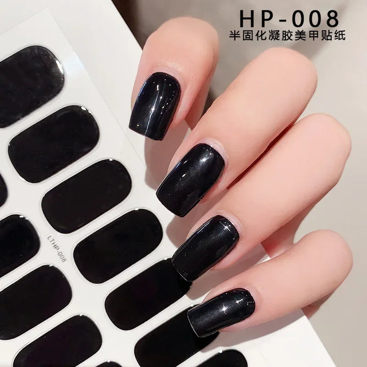 Semi Cured Wraps Fast Gel Nail Sticker Soild Nail Gel Wraps Adhesive Full Cover Gel Nail Decal UV Lamp Cured Manicure Decoration2028