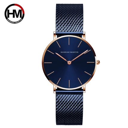 HANNAH MARTIN Movimento al quarzo giapponese in acciaio inossidabile di qualità del marchio Orologio Dropshipping da donna impermeabile da 36 mm in oro rosa completo platinumshop