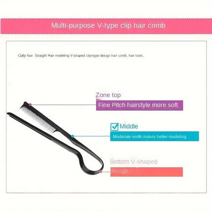 Hairdressing V Comb Hair Straightening Styling Clip Comb Special For Wig And Messy Hair Finishing