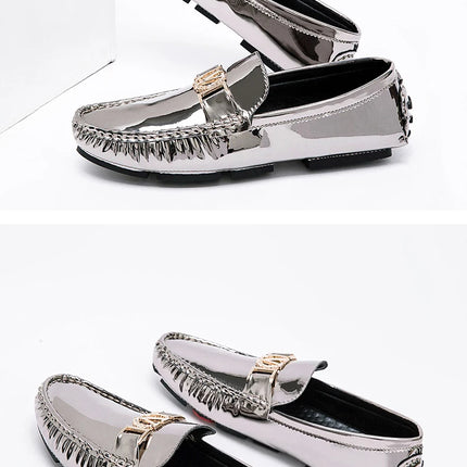 Scarpe a cuffia da uomo, scarpe slip-on primaverili ed estive, scarpe da uomo alla moda in pelle verniciata stile coreano, scarpe pigre basse, scarpe casual, fatte a mano